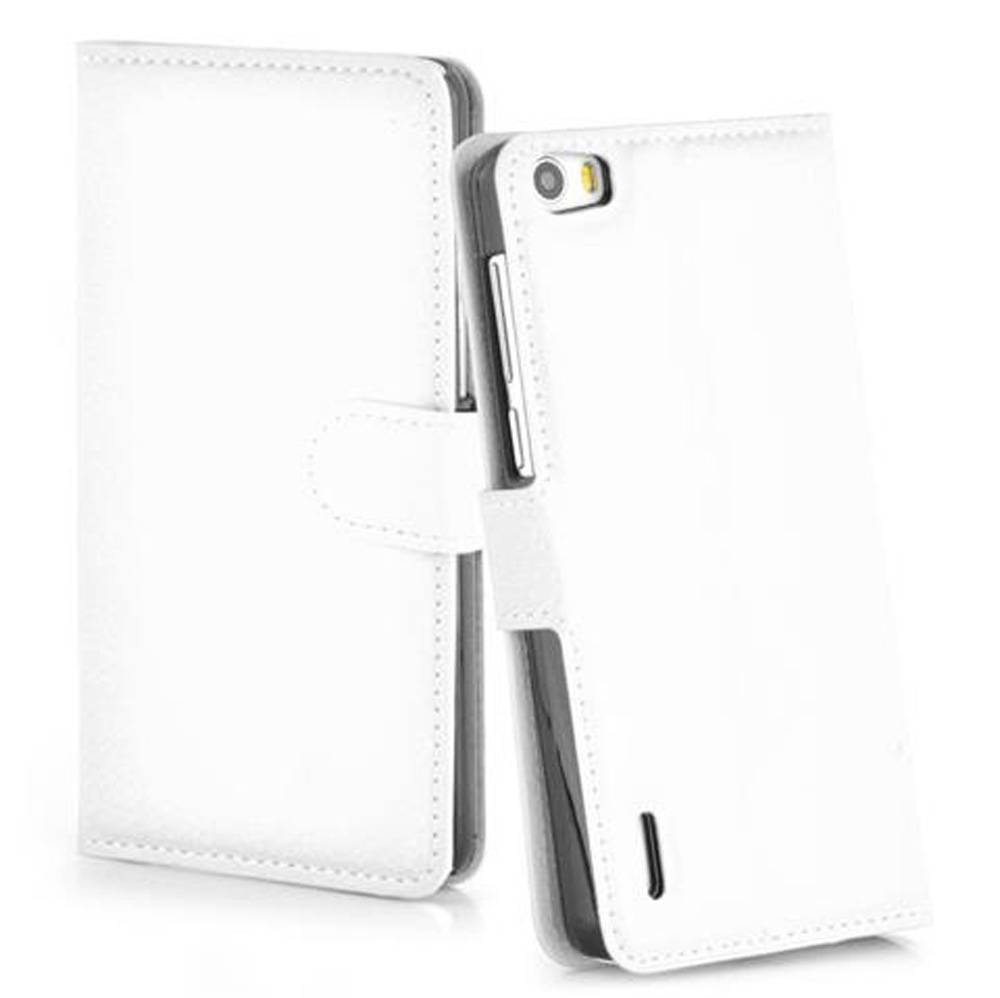 Cadorabo Hülle für Honor 6 Schutz Hülle in Weiß Handyhülle Etui Case Cover Magnetverschluss