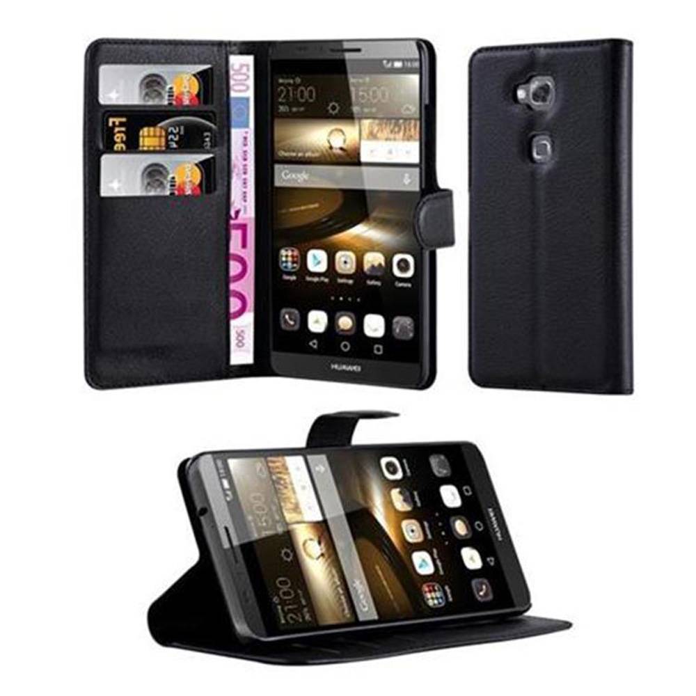 Cadorabo Hülle für Huawei D3 MATE 7 MINI Schutz Hülle in Schwarz Handyhülle Etui Case Cover Magnetverschluss