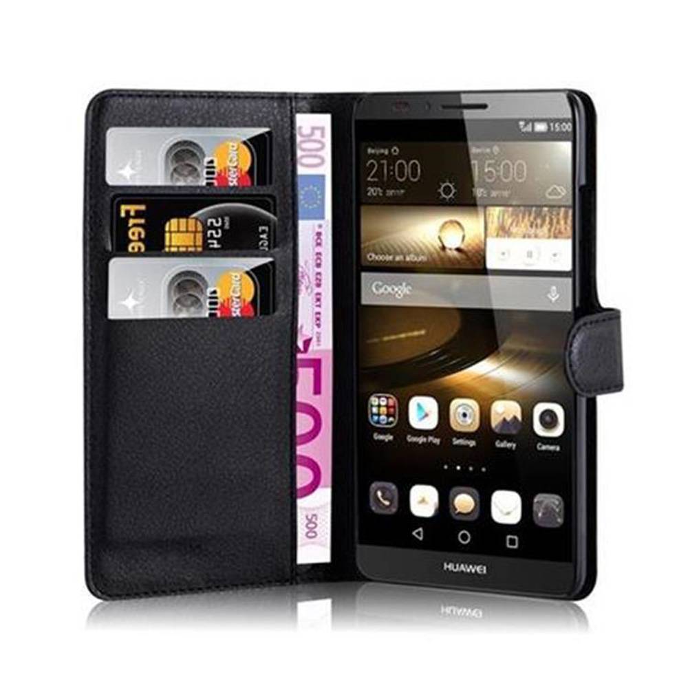 Cadorabo Hülle für Huawei D3 MATE 7 MINI Schutz Hülle in Schwarz Handyhülle Etui Case Cover Magnetverschluss