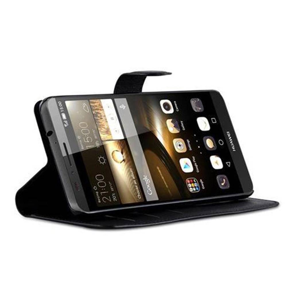 Cadorabo Hülle für Huawei D3 MATE 7 MINI Schutz Hülle in Schwarz Handyhülle Etui Case Cover Magnetverschluss