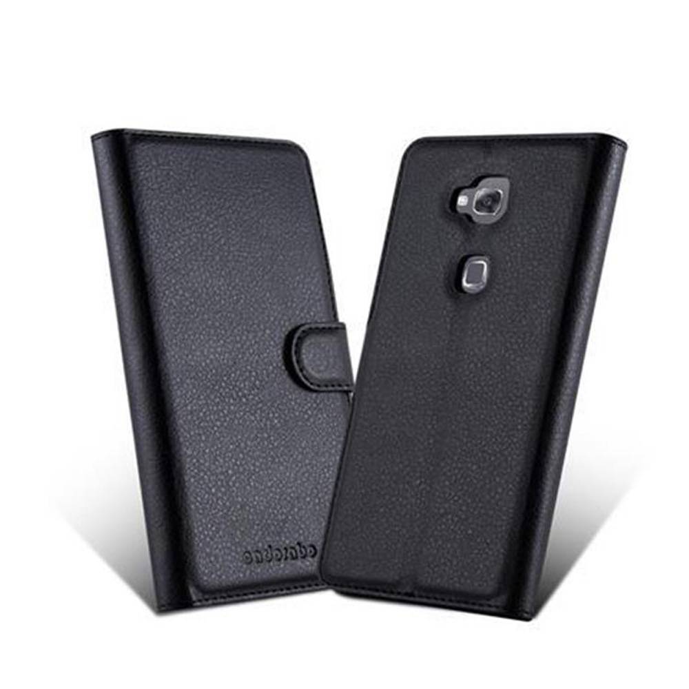 Cadorabo Hülle für Huawei D3 MATE 7 MINI Schutz Hülle in Schwarz Handyhülle Etui Case Cover Magnetverschluss