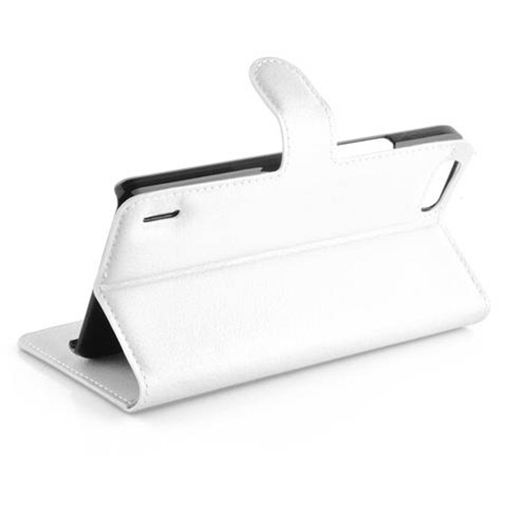 Cadorabo Hülle für Honor 6 PLUS Schutz Hülle in Weiß Handyhülle Etui Case Cover Magnetverschluss