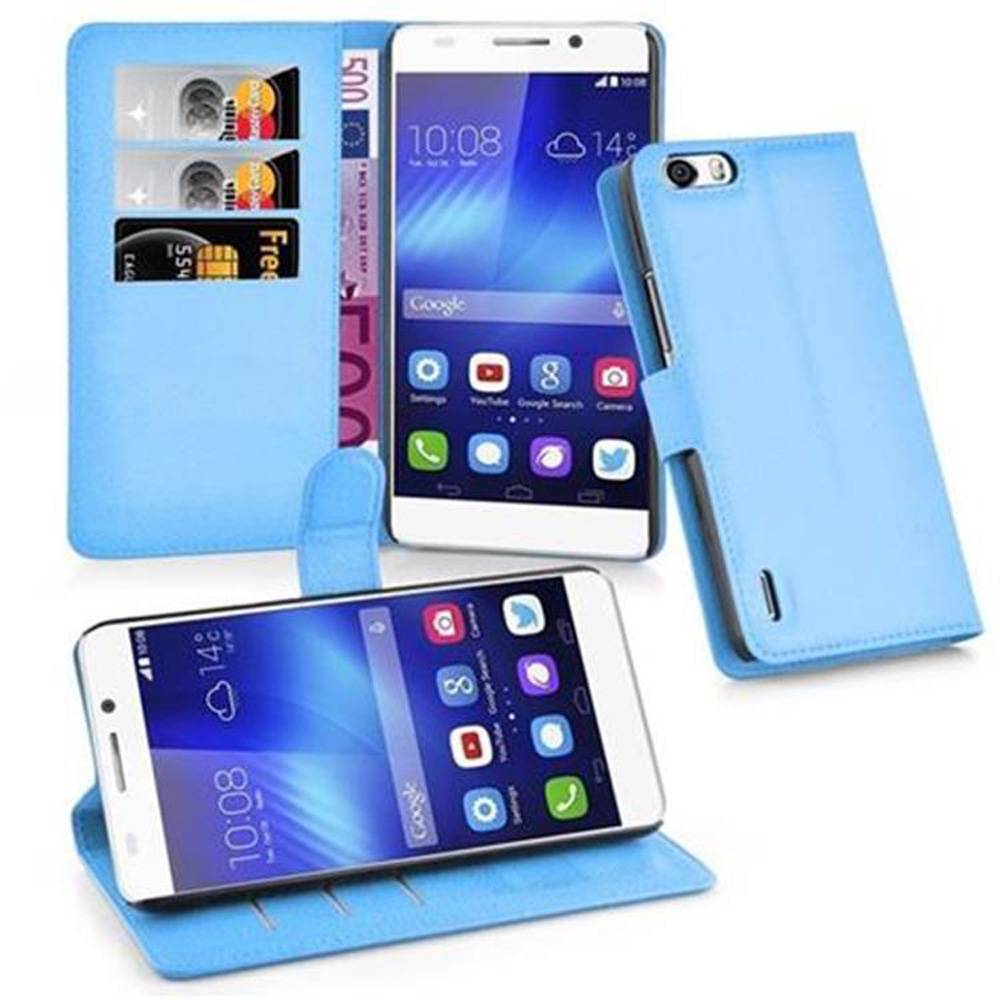 Cadorabo Hülle für Honor 6 PLUS Schutz Hülle in Blau Handyhülle Etui Case Cover Magnetverschluss