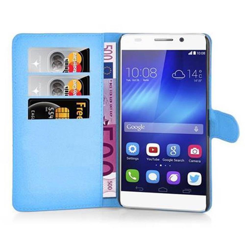 Cadorabo Hülle für Honor 6 PLUS Schutz Hülle in Blau Handyhülle Etui Case Cover Magnetverschluss