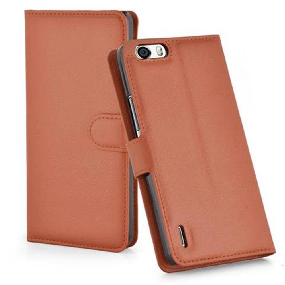 Cadorabo Hülle für Honor 6 PLUS Schutz Hülle in Braun Handyhülle Etui Case Cover Magnetverschluss