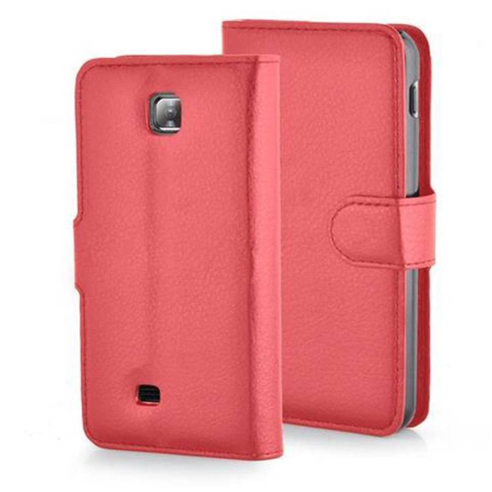 Cadorabo Hülle für LG OPTIMUS F5 / LUCID 2 Schutz Hülle in Rot Handyhülle Etui Case Cover Magnetverschluss