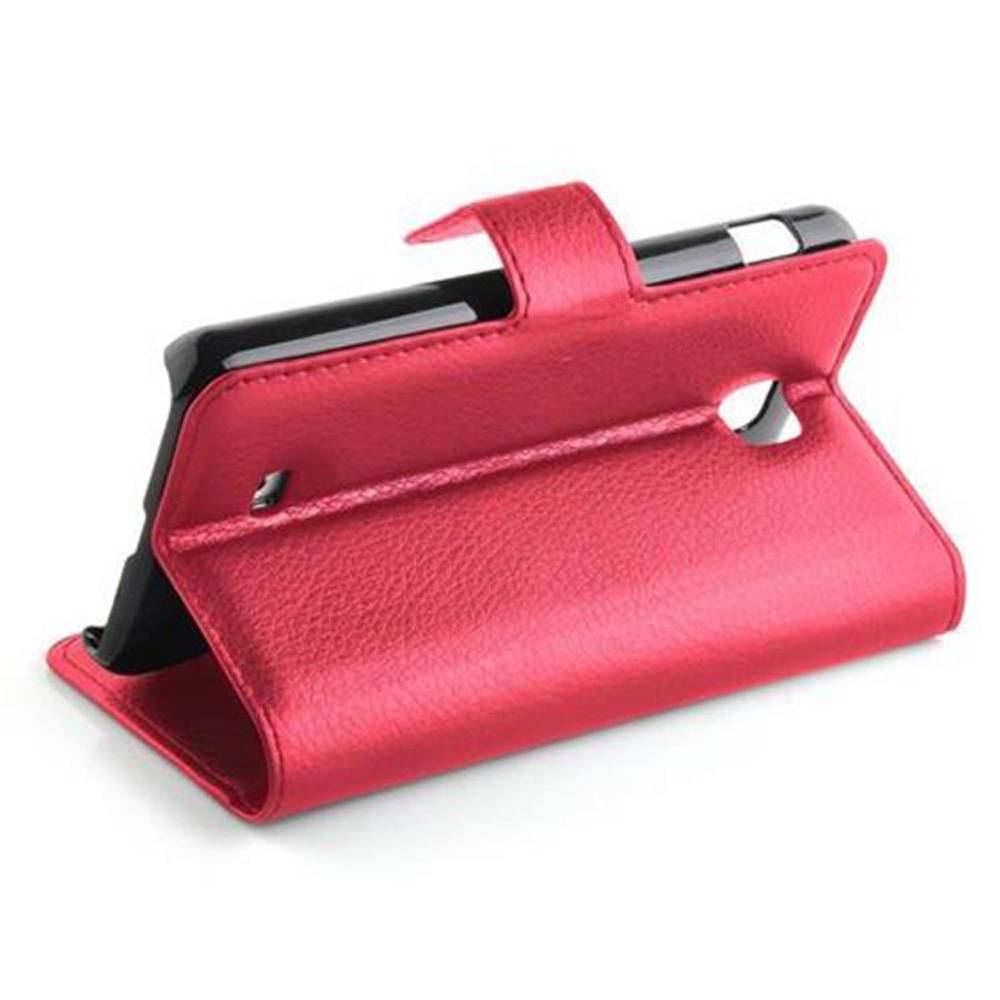 Cadorabo Hülle für LG OPTIMUS F5 / LUCID 2 Schutz Hülle in Rot Handyhülle Etui Case Cover Magnetverschluss
