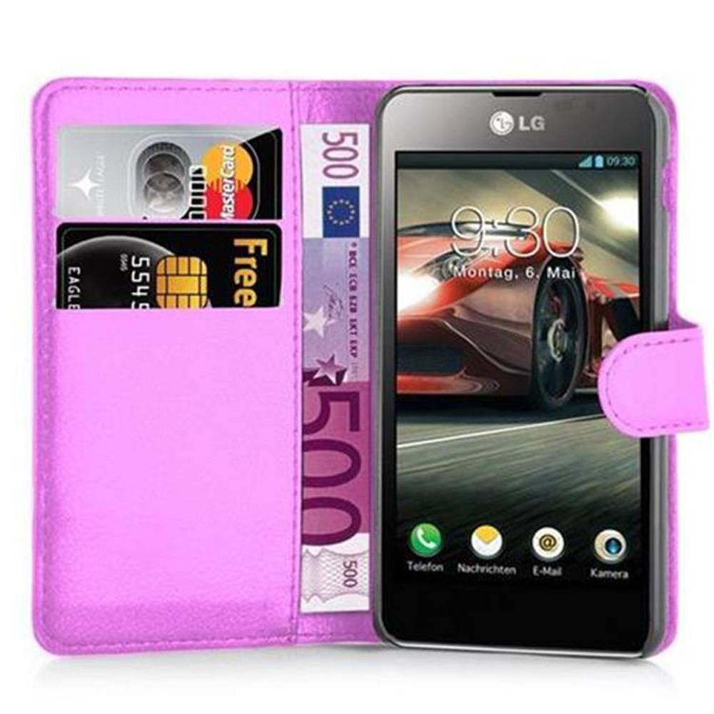 Cadorabo Hülle für LG OPTIMUS F5 / LUCID 2 Schutz Hülle in Lila Handyhülle Etui Case Cover Magnetverschluss