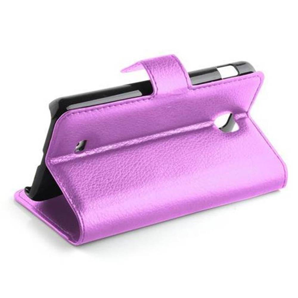 Cadorabo Hülle für LG OPTIMUS F5 / LUCID 2 Schutz Hülle in Lila Handyhülle Etui Case Cover Magnetverschluss