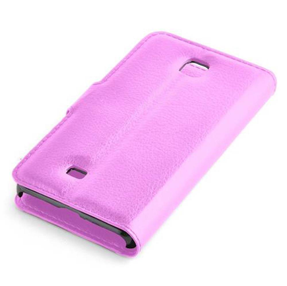 Cadorabo Hülle für LG OPTIMUS F5 / LUCID 2 Schutz Hülle in Lila Handyhülle Etui Case Cover Magnetverschluss