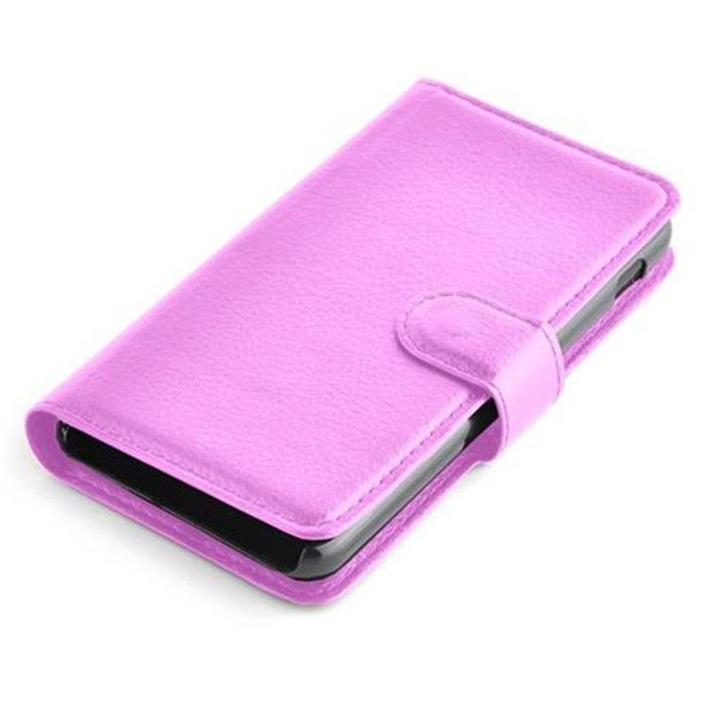 Cadorabo Hülle für LG OPTIMUS F5 / LUCID 2 Schutz Hülle in Lila Handyhülle Etui Case Cover Magnetverschluss