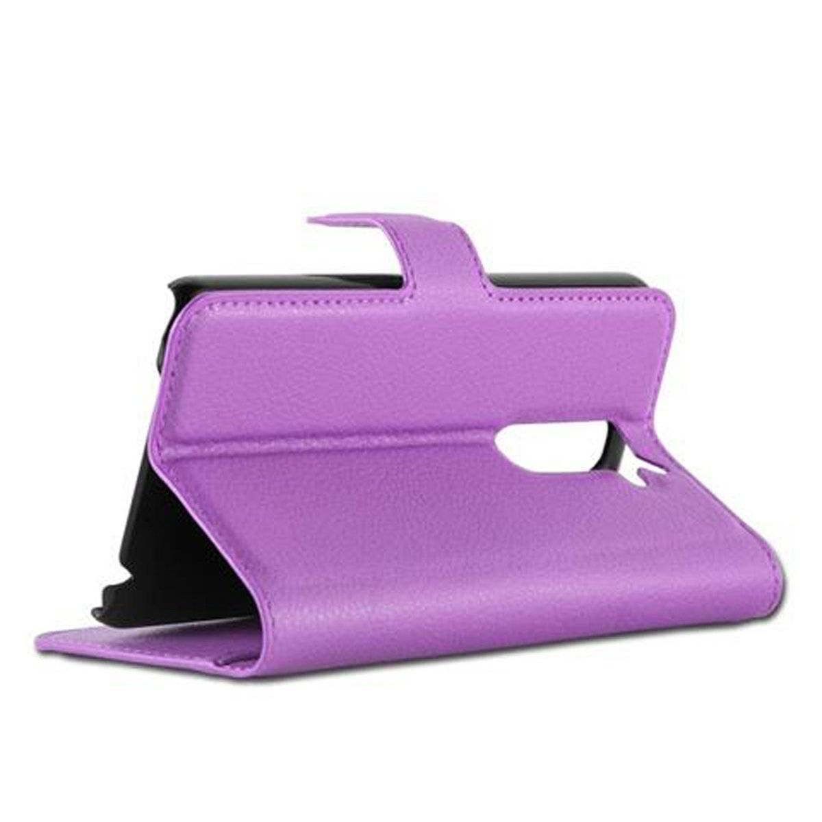 Klappbare Handy Schutzhülle - Hülle - mit Standfunktion und Kartenfach, mangan violett, Bookcover für LG G2