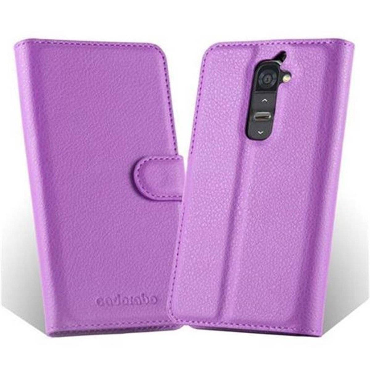 Klappbare Handy Schutzhülle - Hülle - mit Standfunktion und Kartenfach, mangan violett, Bookcover für LG G2