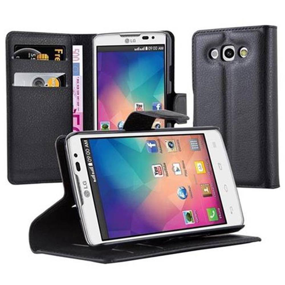 Cadorabo Hülle für LG L60 Schutz Hülle in Schwarz Handyhülle Etui Case Cover Magnetverschluss