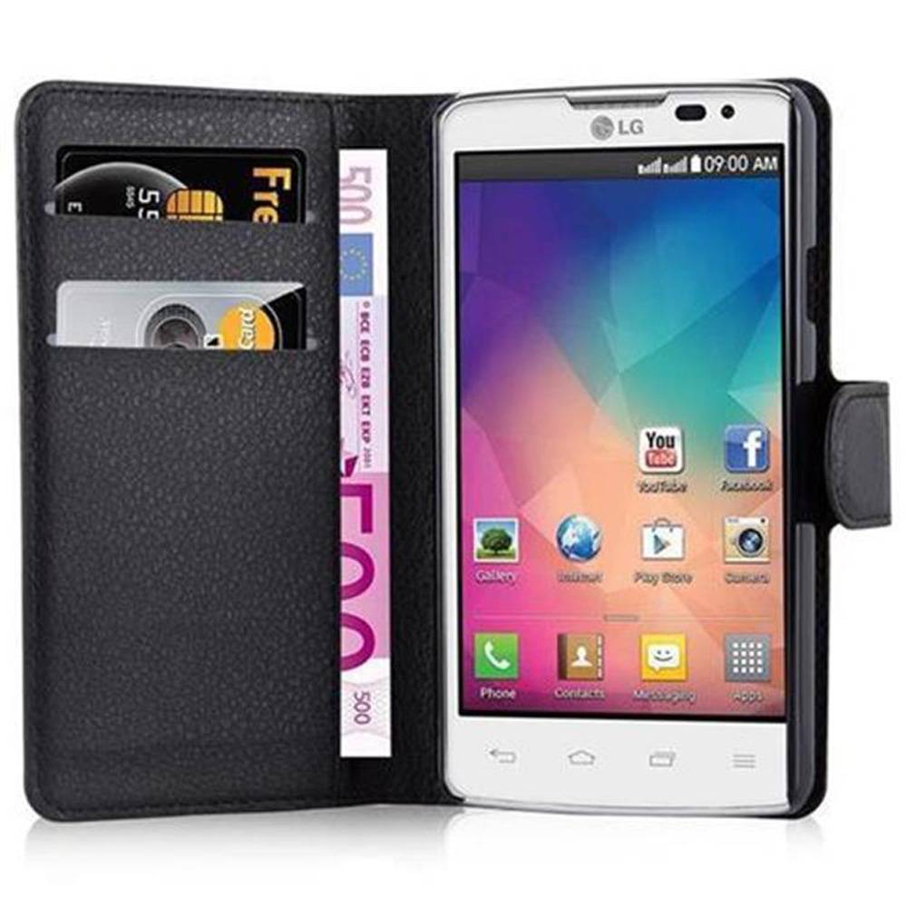 Cadorabo Hülle für LG L60 Schutz Hülle in Schwarz Handyhülle Etui Case Cover Magnetverschluss