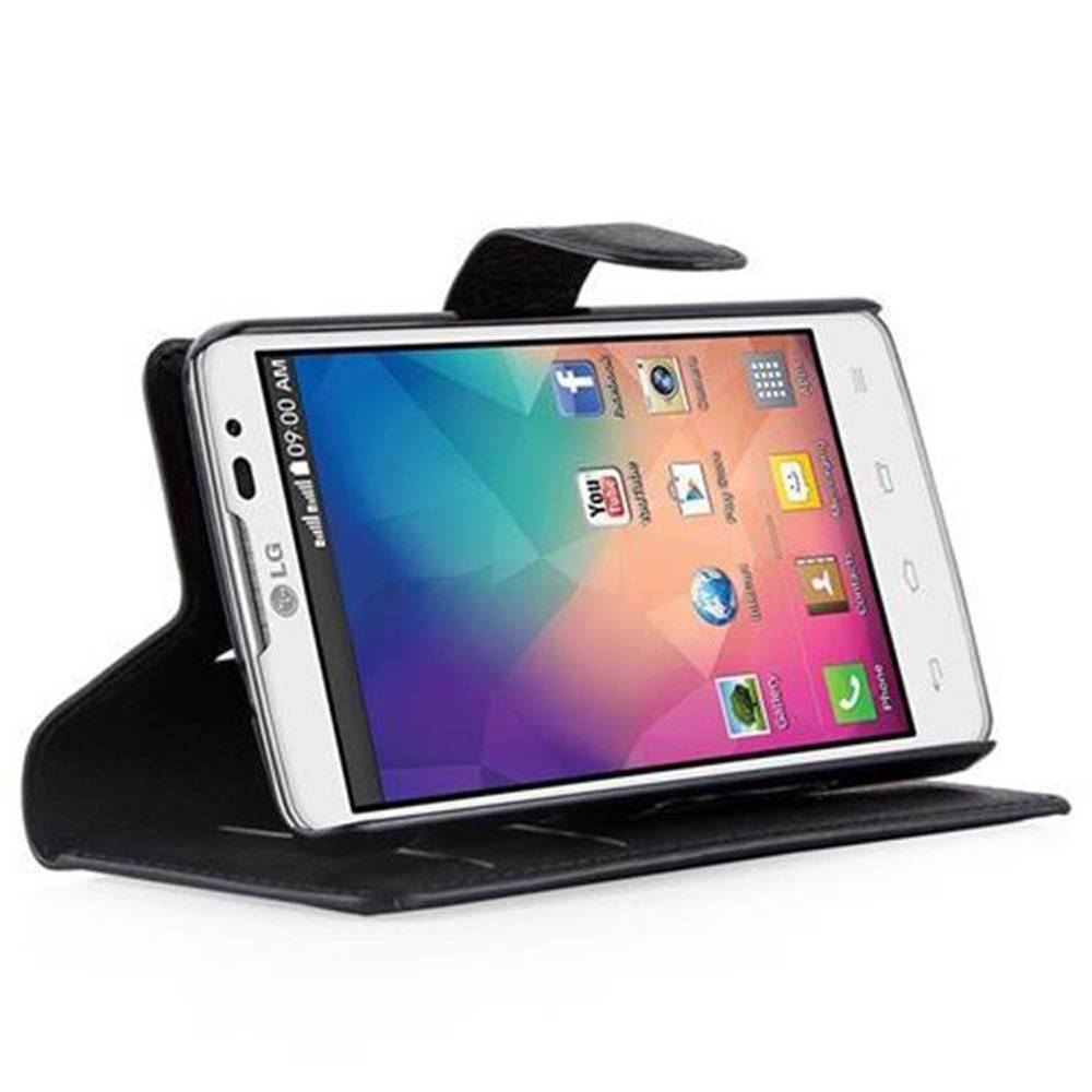 Cadorabo Hülle für LG L60 Schutz Hülle in Schwarz Handyhülle Etui Case Cover Magnetverschluss