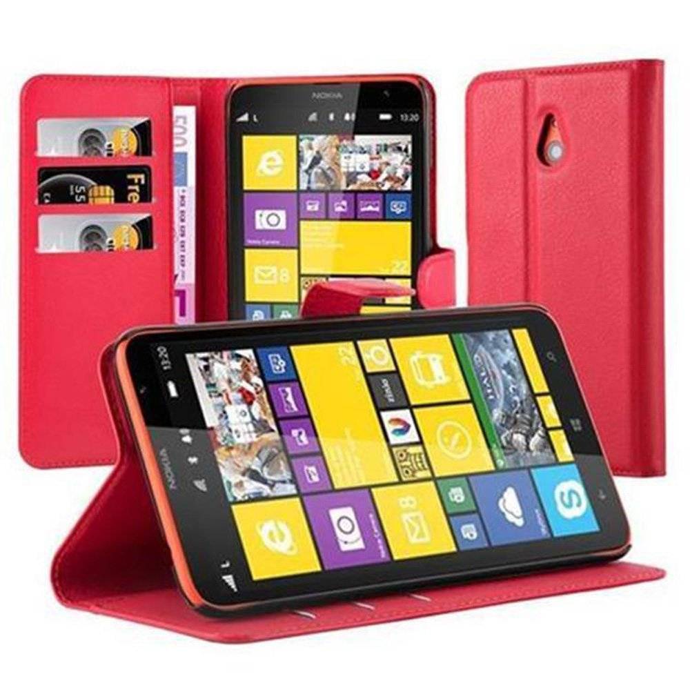 Cadorabo Handy Hülle für Nokia Lumia 1320 Hülle in KARMIN ROT , Schutzhülle Tasche Hülle case cover mit Kartenfach und Standfunktion