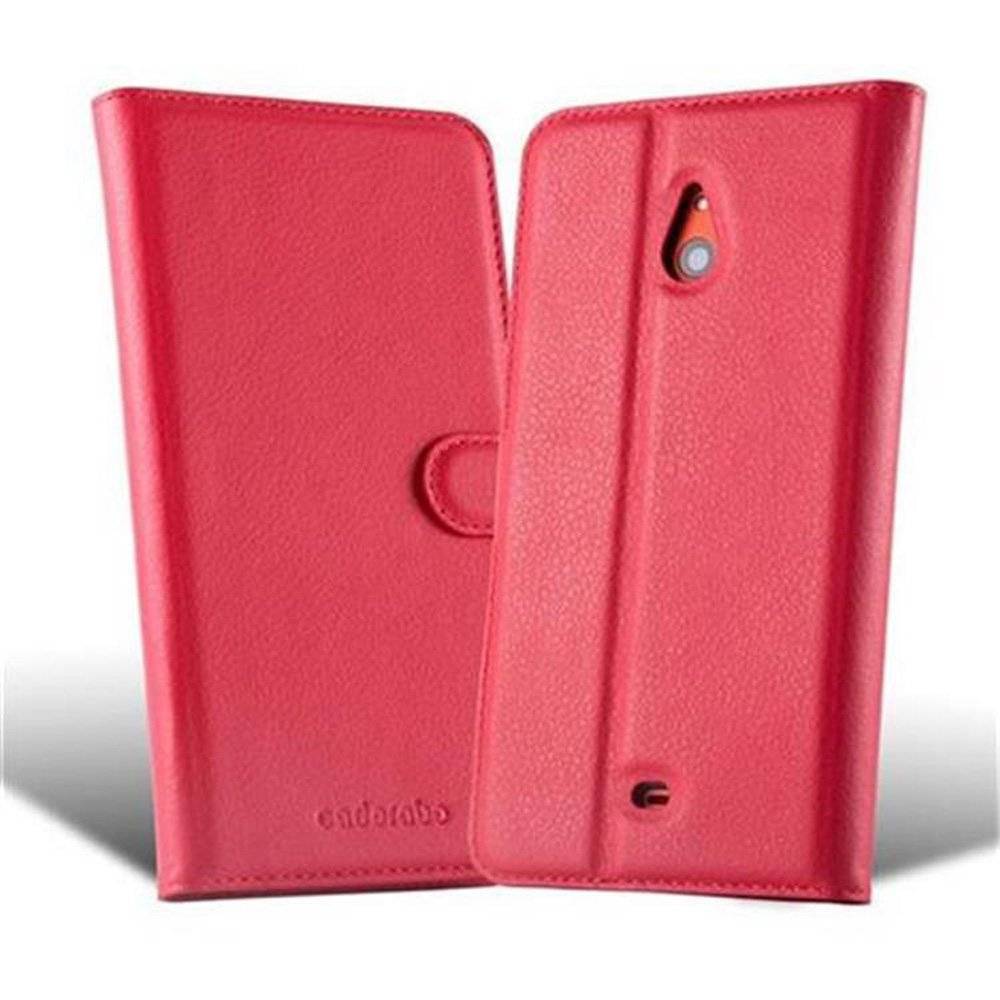 Cadorabo Handy Hülle für Nokia Lumia 1320 Hülle in KARMIN ROT , Schutzhülle Tasche Hülle case cover mit Kartenfach und Standfunktion