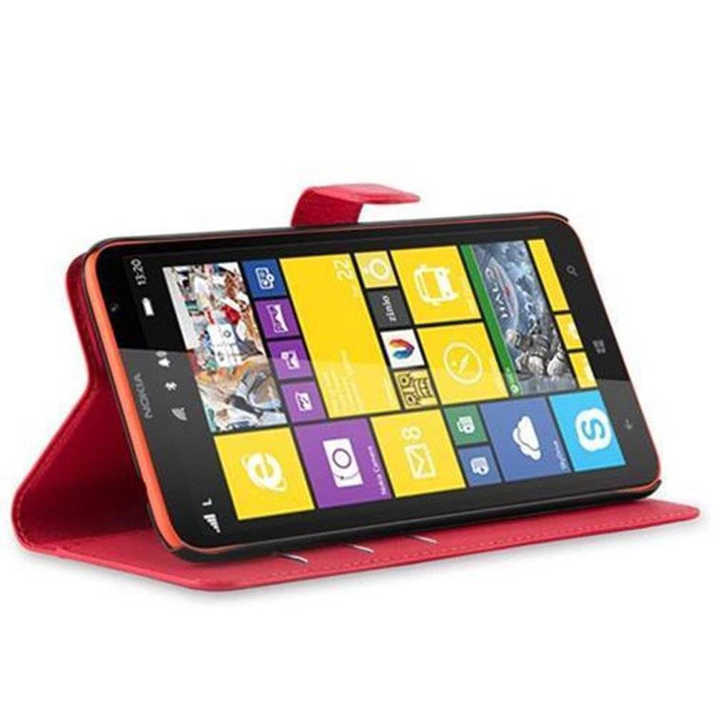 Cadorabo Handy Hülle für Nokia Lumia 1320 Hülle in KARMIN ROT , Schutzhülle Tasche Hülle case cover mit Kartenfach und Standfunktion