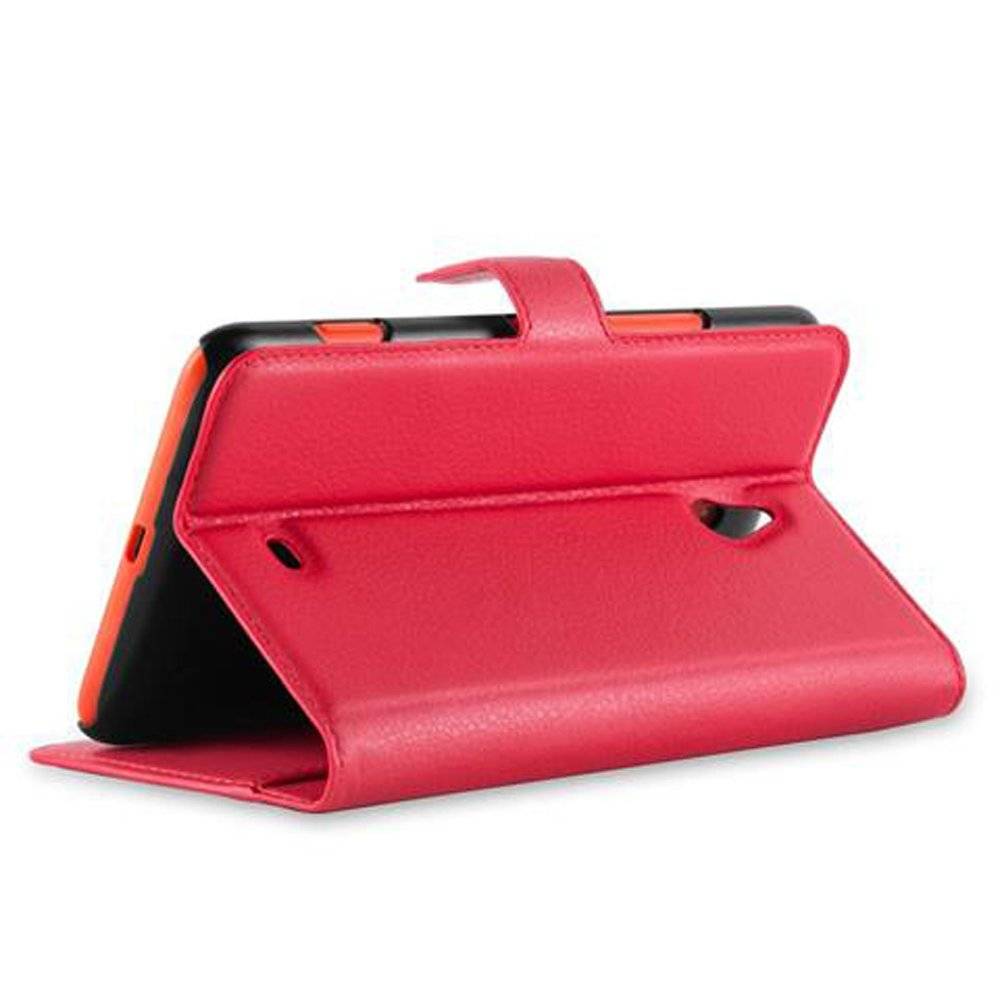 Cadorabo Handy Hülle für Nokia Lumia 1320 Hülle in KARMIN ROT , Schutzhülle Tasche Hülle case cover mit Kartenfach und Standfunktion