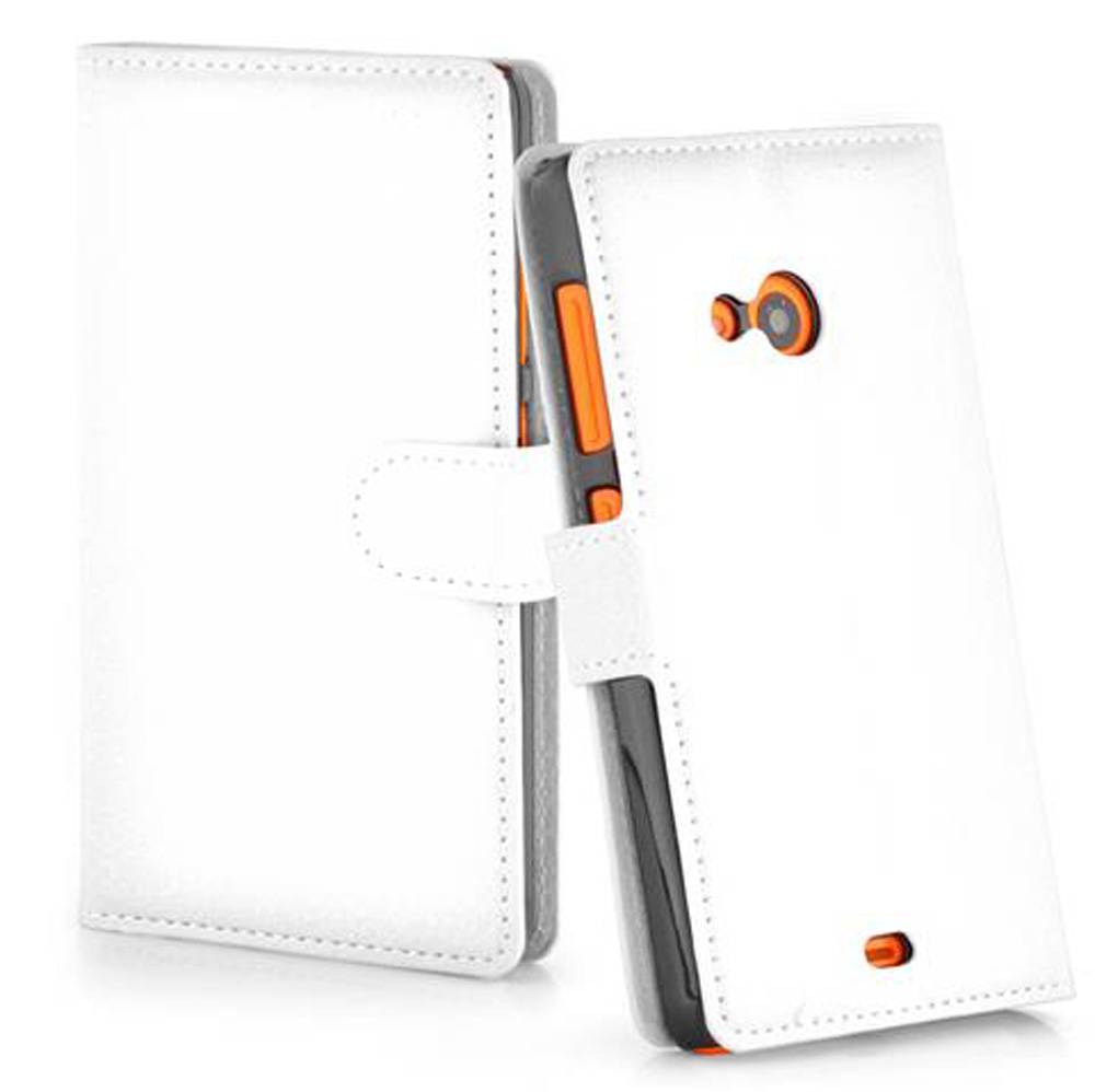 Cadorabo Hülle für Nokia Lumia 535 Schutz Hülle in Weiß Handyhülle Etui Case Cover Magnetverschluss