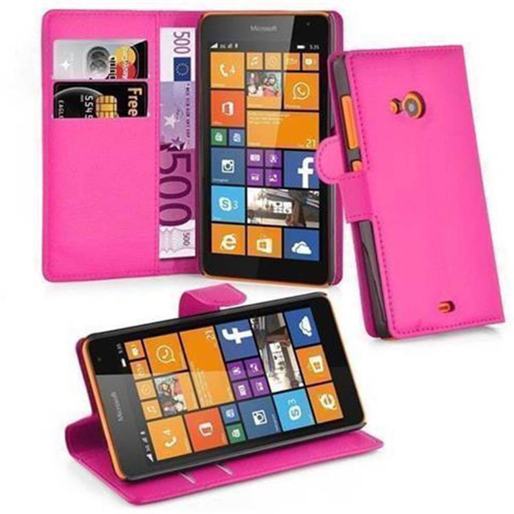 Cadorabo Hülle für Nokia Lumia 535 Schutz Hülle in Pink Handyhülle Etui Case Cover Magnetverschluss