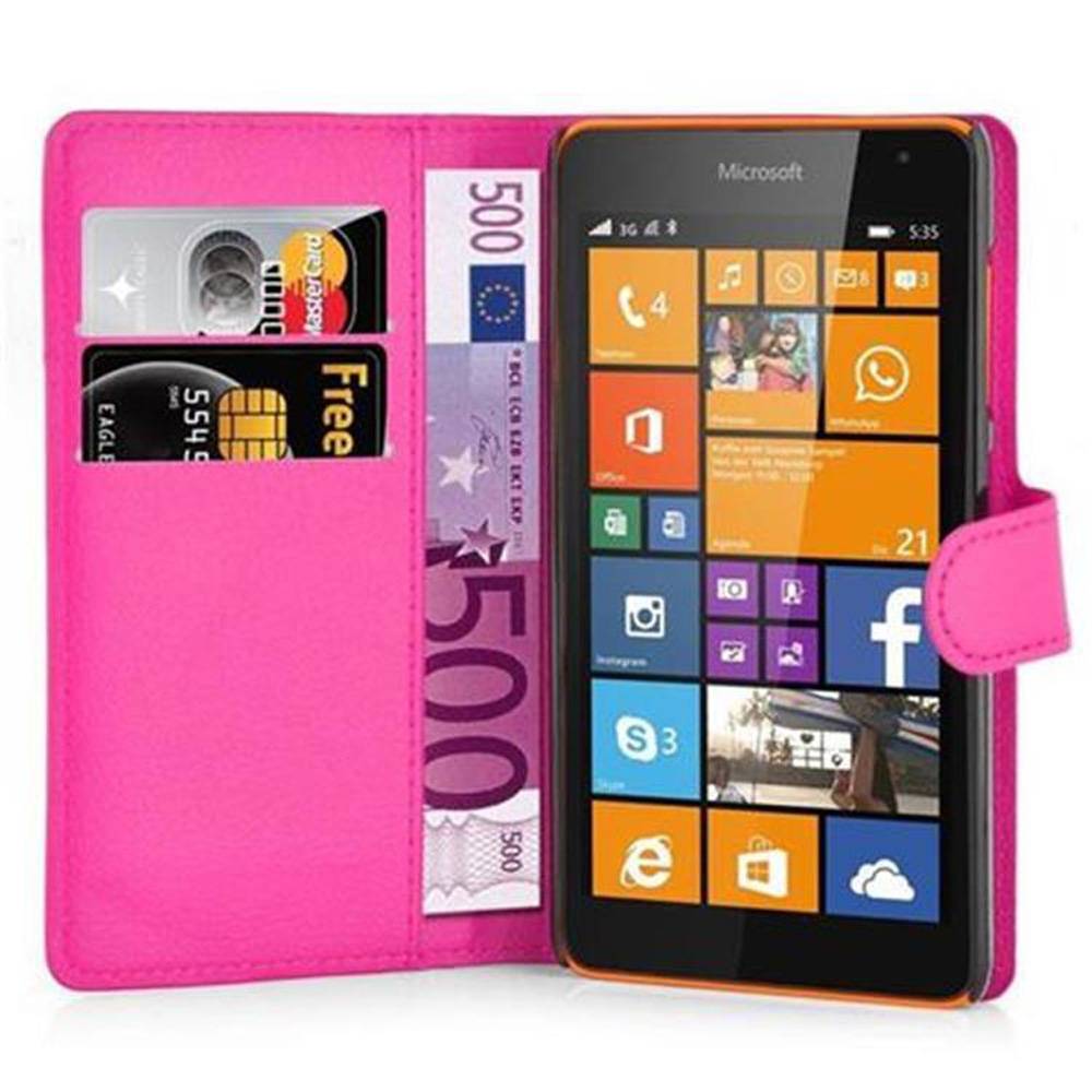 Cadorabo Hülle für Nokia Lumia 535 Schutz Hülle in Pink Handyhülle Etui Case Cover Magnetverschluss