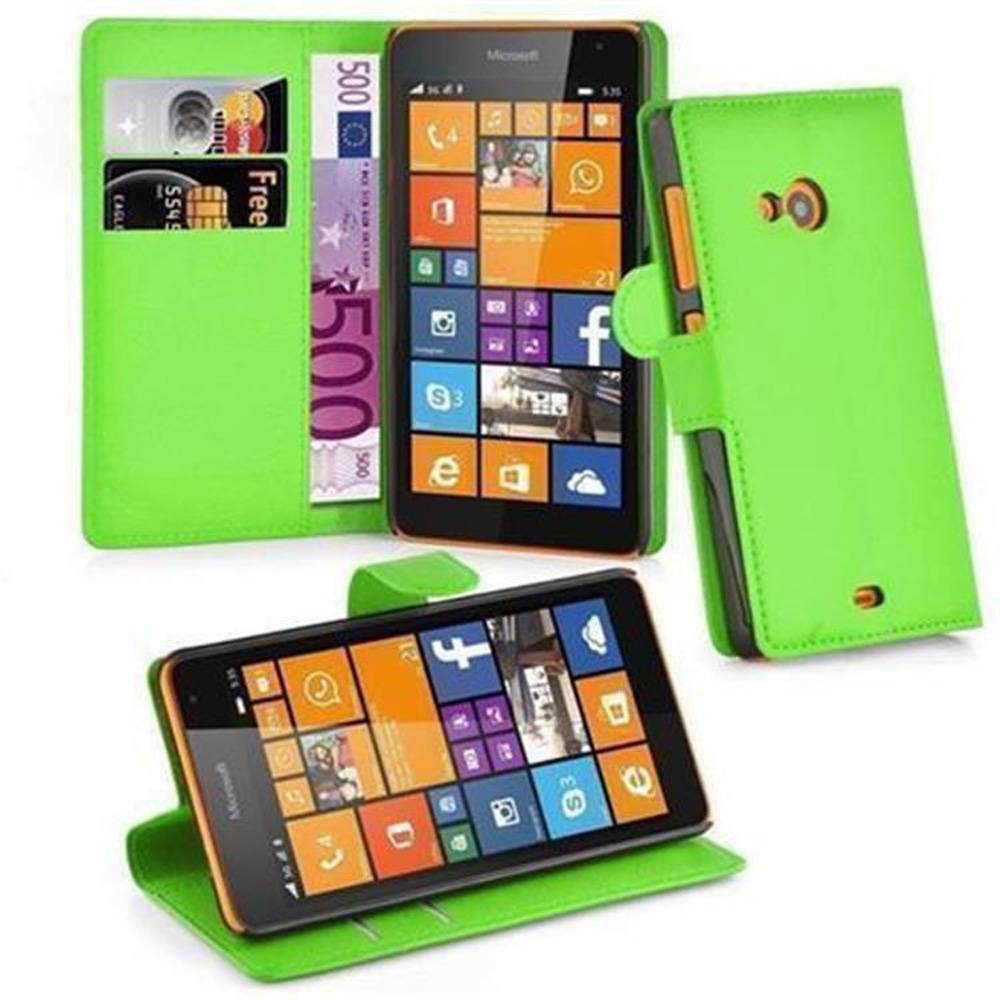 Cadorabo Hülle für Nokia Lumia 535 Schutz Hülle in Grün Handyhülle Etui Case Cover Magnetverschluss