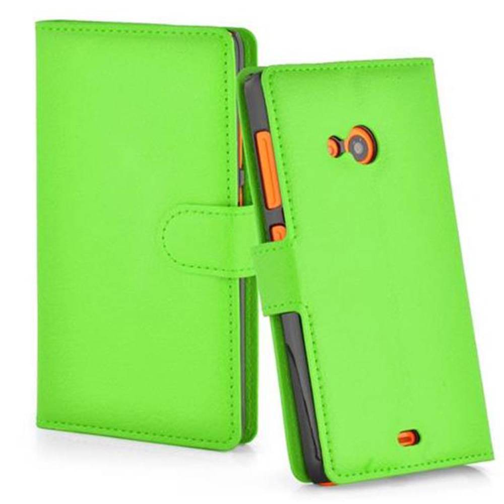 Cadorabo Hülle für Nokia Lumia 535 Schutz Hülle in Grün Handyhülle Etui Case Cover Magnetverschluss