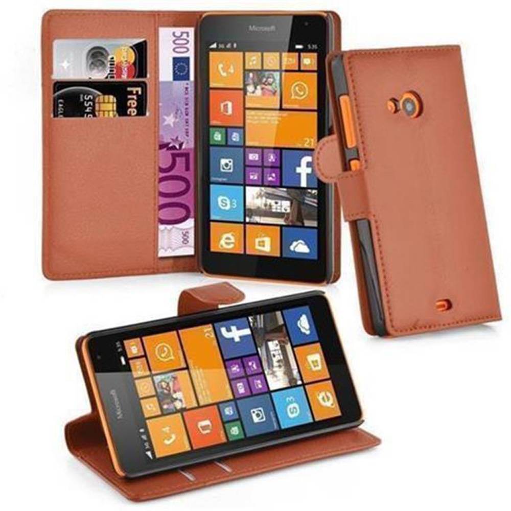 Cadorabo Hülle für Nokia Lumia 535 Schutz Hülle in Braun Handyhülle Etui Case Cover Magnetverschluss