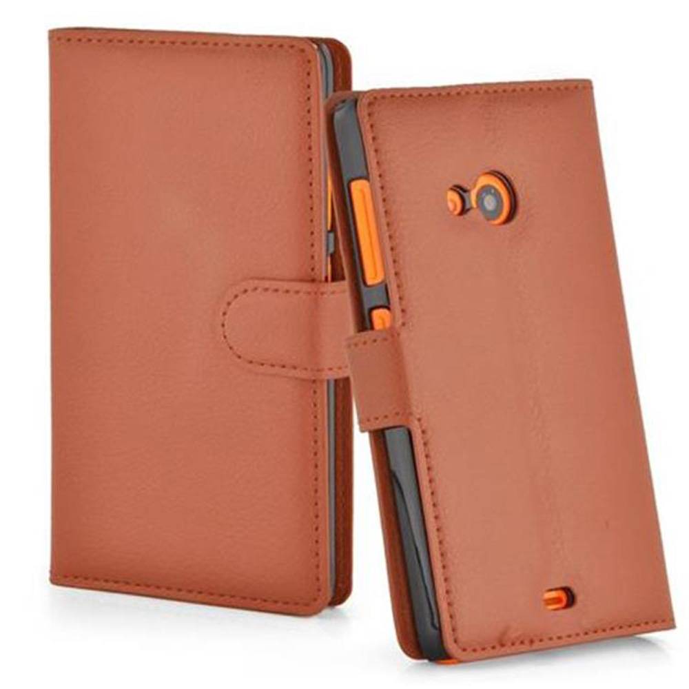 Cadorabo Hülle für Nokia Lumia 535 Schutz Hülle in Braun Handyhülle Etui Case Cover Magnetverschluss