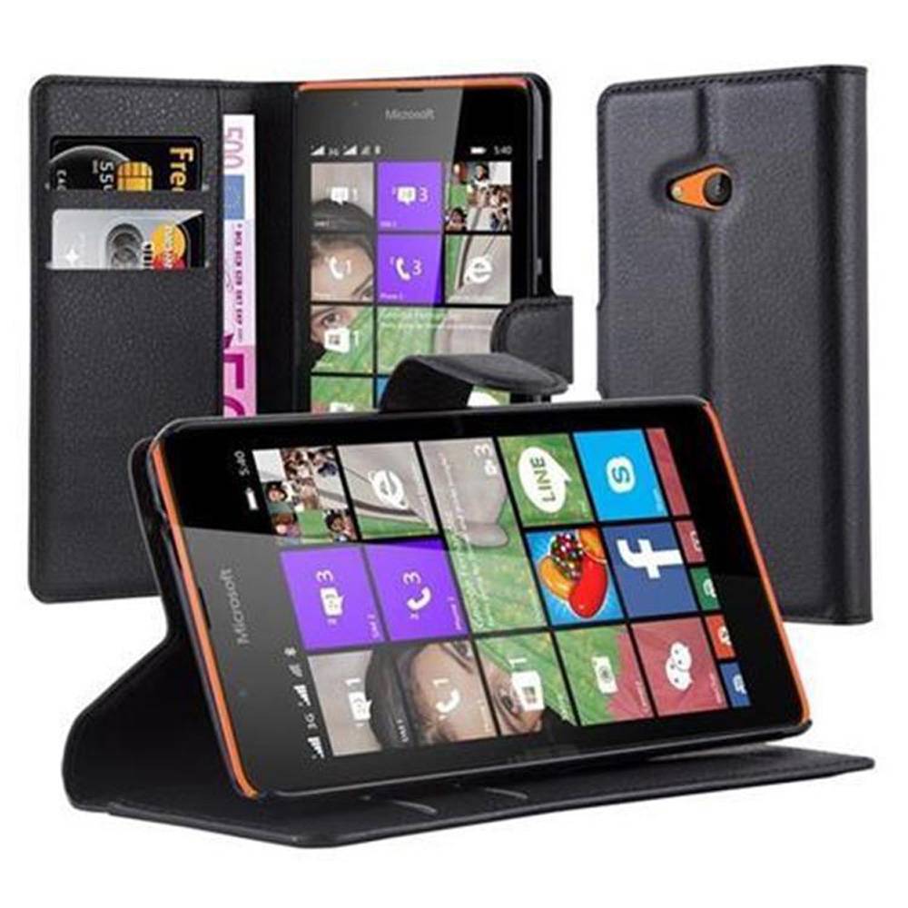 Cadorabo Hülle für Nokia Lumia 540 Schutz Hülle in Schwarz Handyhülle Etui Case Cover Magnetverschluss