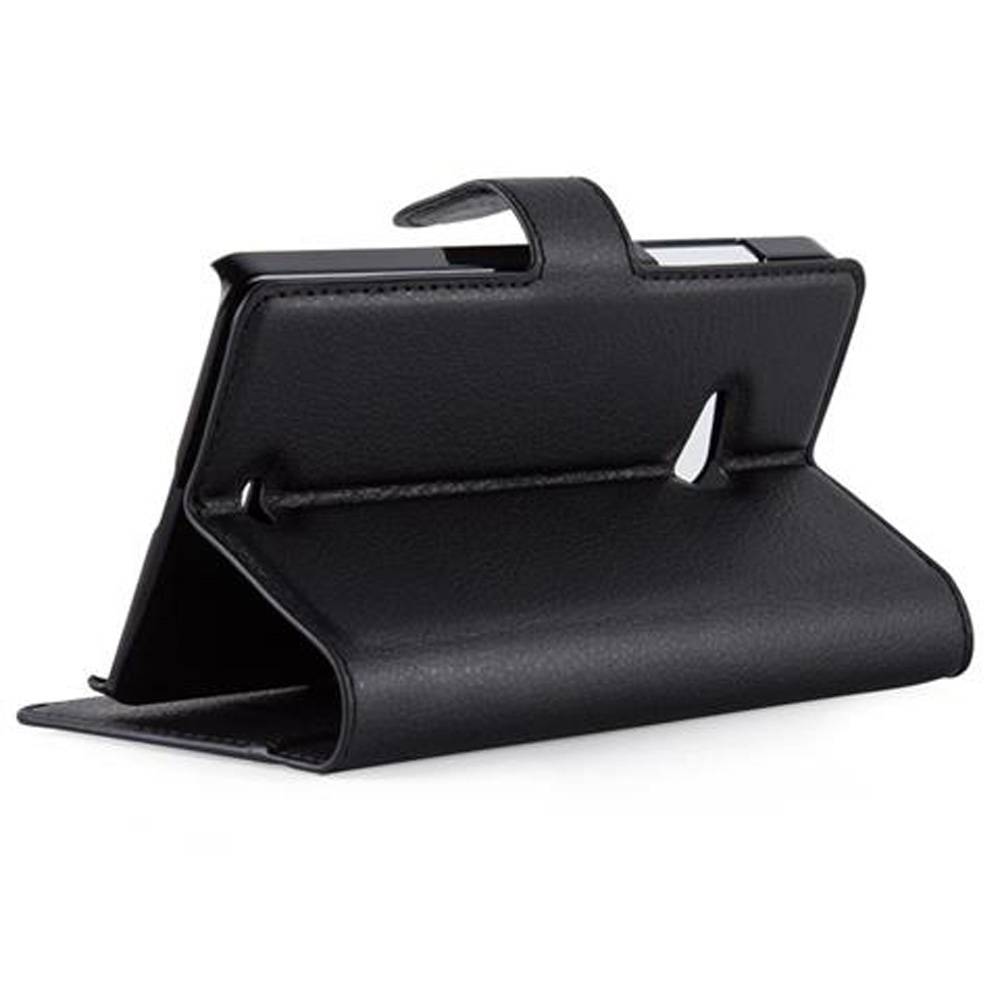 Cadorabo Hülle für Nokia Lumia 540 Schutz Hülle in Schwarz Handyhülle Etui Case Cover Magnetverschluss