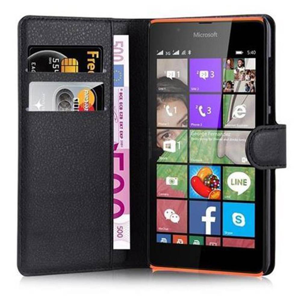 Cadorabo Hülle für Nokia Lumia 540 Schutz Hülle in Schwarz Handyhülle Etui Case Cover Magnetverschluss