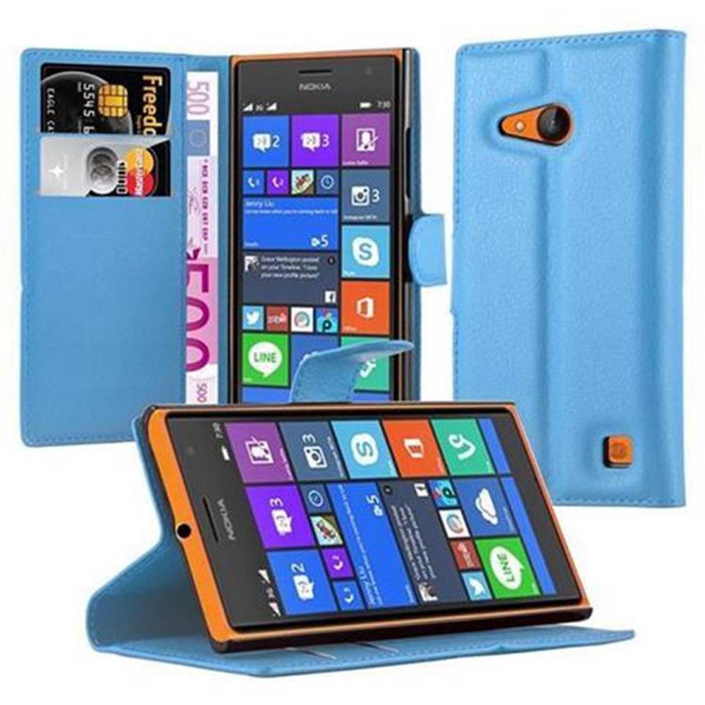 Cadorabo Hülle für Nokia Lumia 730 Schutz Hülle in Blau Handyhülle Etui Case Cover Magnetverschluss
