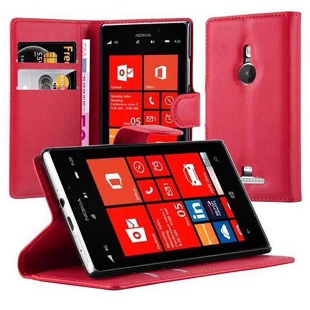 Cadorabo Hülle für Nokia Lumia 925 Schutz Hülle in Rot Handyhülle Etui Case Cover Magnetverschluss