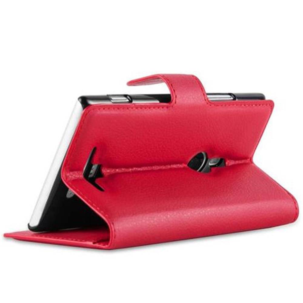Cadorabo Hülle für Nokia Lumia 925 Schutz Hülle in Rot Handyhülle Etui Case Cover Magnetverschluss