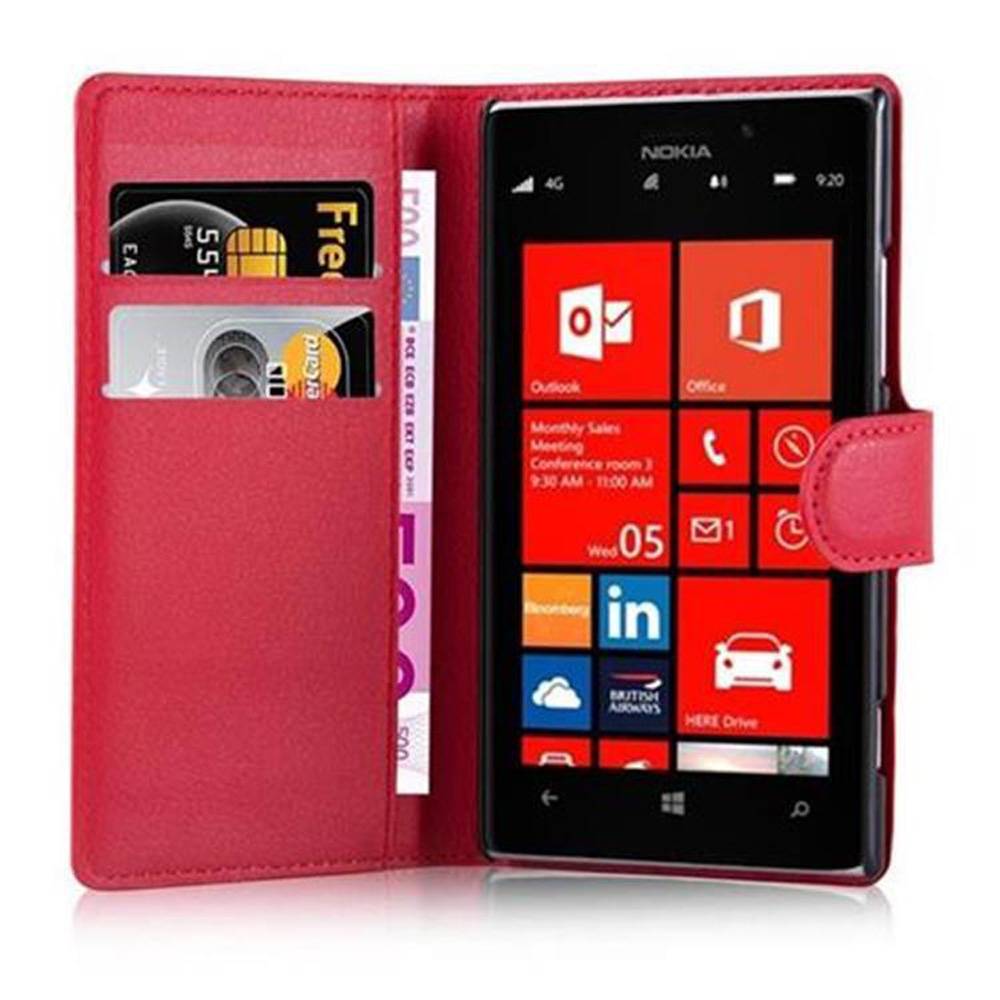 Cadorabo Hülle für Nokia Lumia 925 Schutz Hülle in Rot Handyhülle Etui Case Cover Magnetverschluss