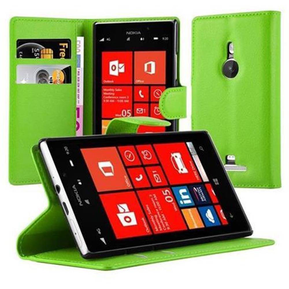 Cadorabo Hülle für Nokia Lumia 925 Schutz Hülle in Grün Handyhülle Etui Case Cover Magnetverschluss