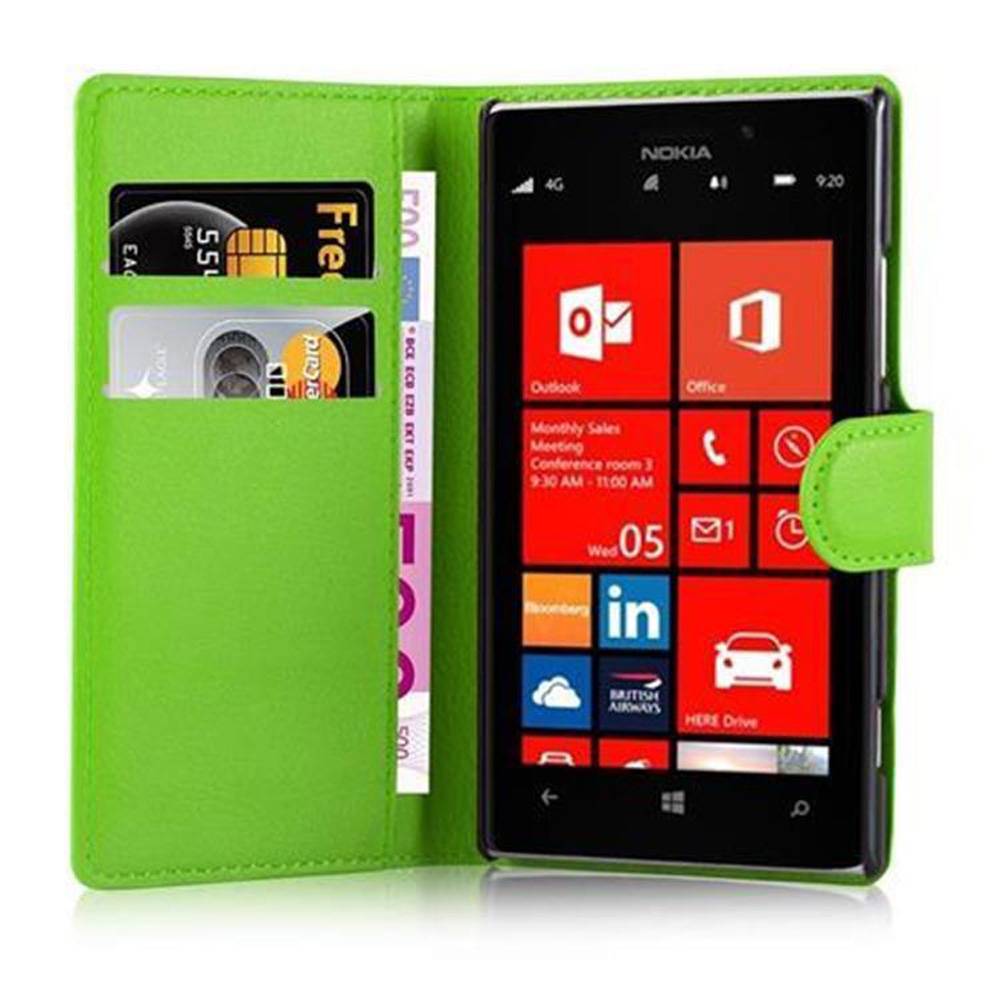 Cadorabo Hülle für Nokia Lumia 925 Schutz Hülle in Grün Handyhülle Etui Case Cover Magnetverschluss