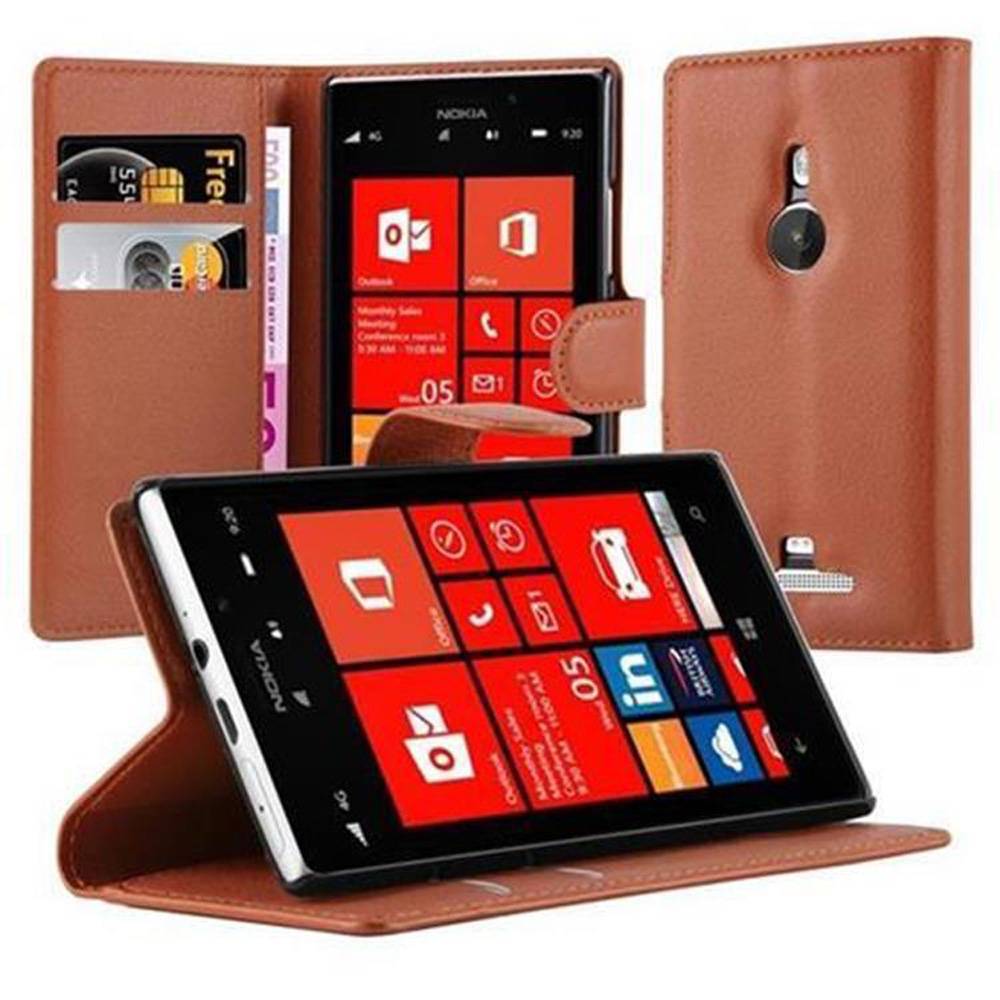 Cadorabo Hülle für Nokia Lumia 925 Schutz Hülle in Braun Handyhülle Etui Case Cover Magnetverschluss