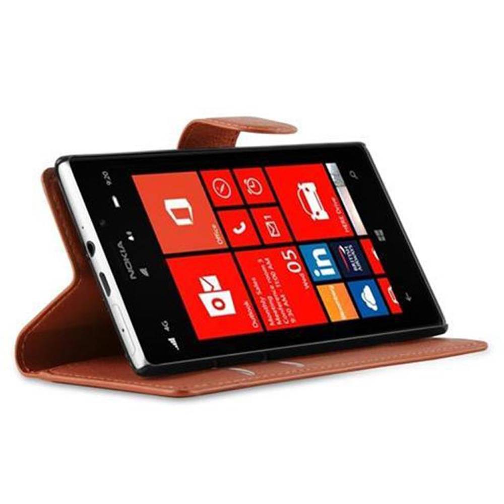 Cadorabo Hülle für Nokia Lumia 925 Schutz Hülle in Braun Handyhülle Etui Case Cover Magnetverschluss