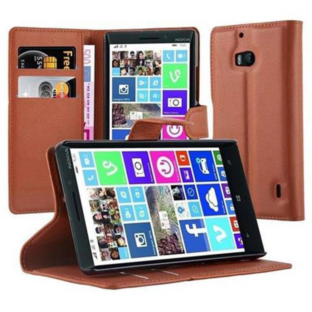 Cadorabo Hülle für Nokia Lumia 929 / 930 Schutz Hülle in Braun Handyhülle Etui Case Cover Magnetverschluss