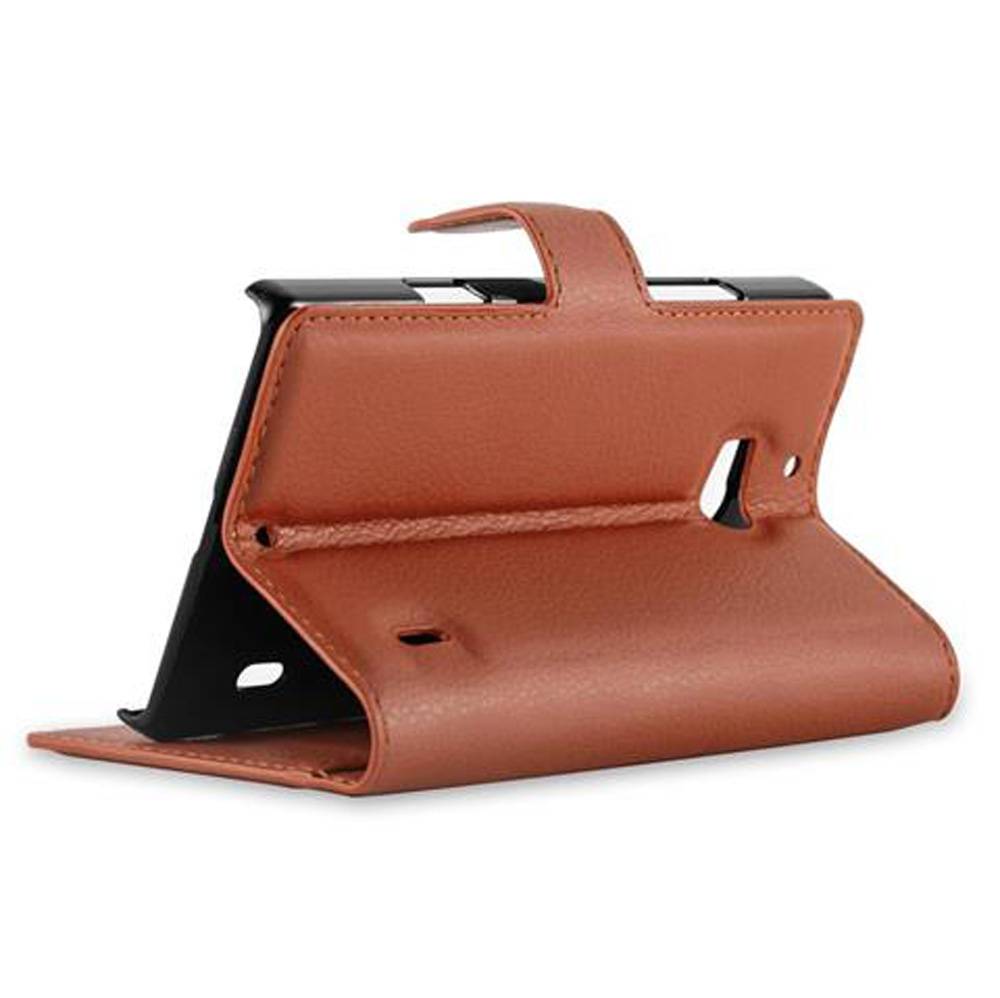 Cadorabo Hülle für Nokia Lumia 929 / 930 Schutz Hülle in Braun Handyhülle Etui Case Cover Magnetverschluss