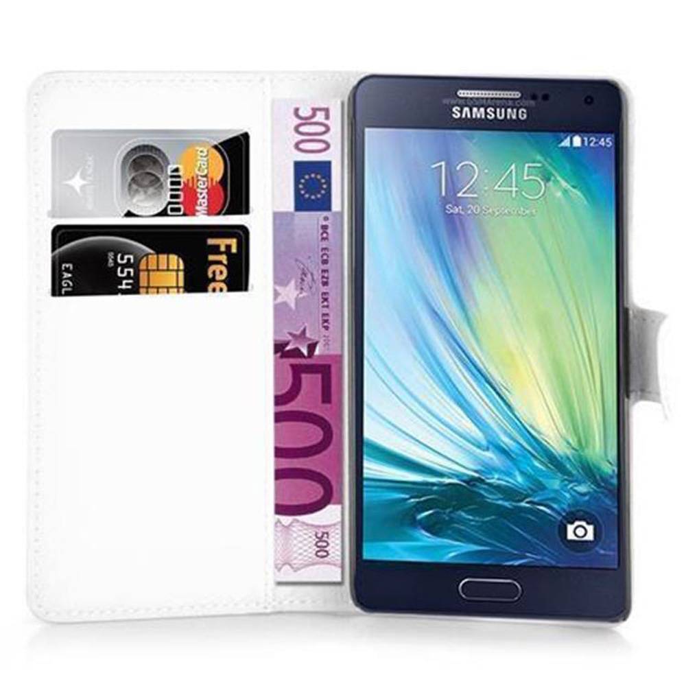 Cadorabo Hülle für Samsung Galaxy A3 2015 Schutz Hülle in Weiß Handyhülle Etui Case Cover Magnetverschluss