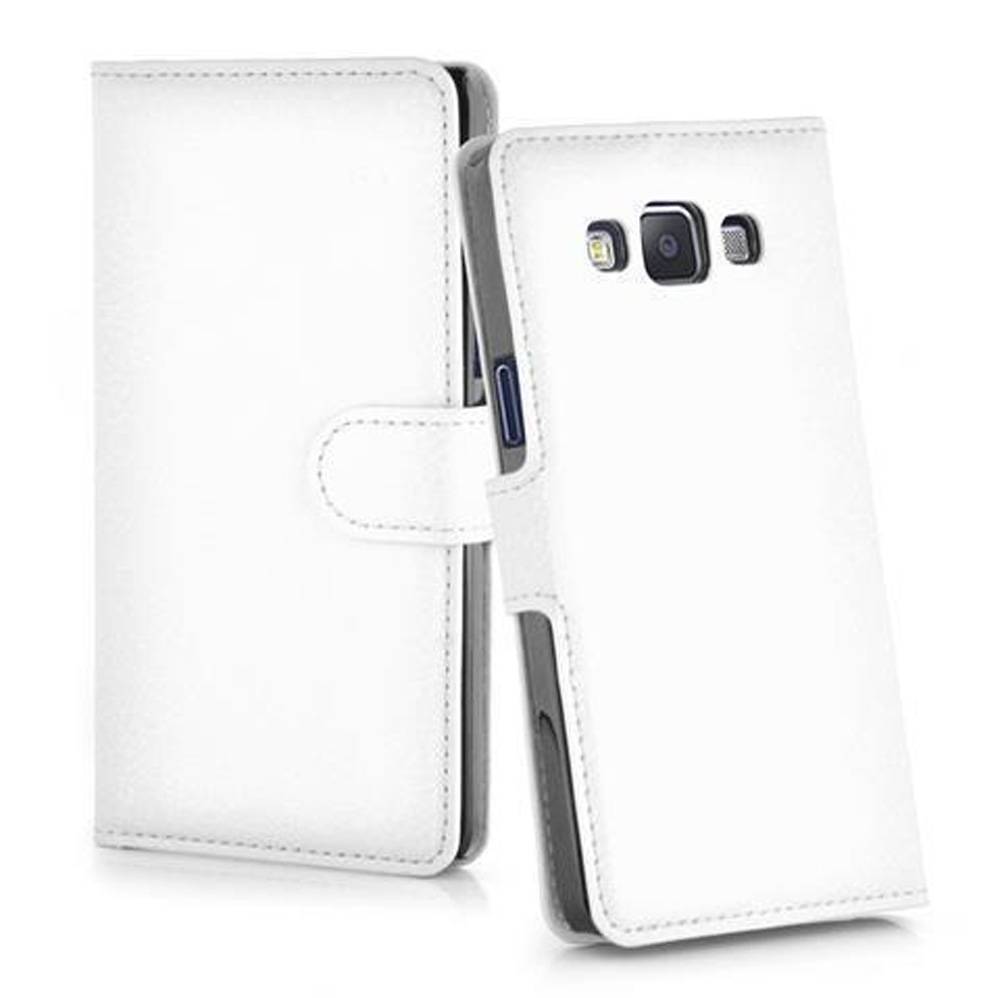 Cadorabo Hülle für Samsung Galaxy A3 2015 Schutz Hülle in Weiß Handyhülle Etui Case Cover Magnetverschluss