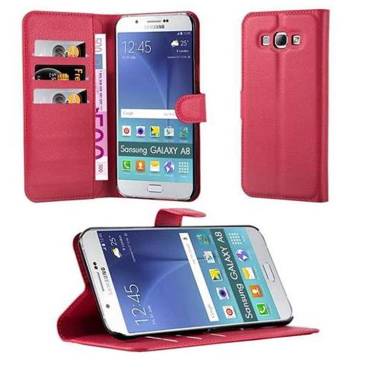 Cadorabo Hülle für Samsung Galaxy A8 2015 Schutz Hülle in Rot Handyhülle Etui Case Cover Magnetverschluss