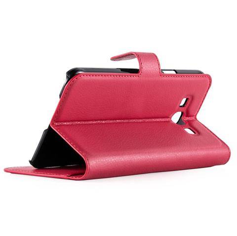 Cadorabo Hülle für Samsung Galaxy A8 2015 Schutz Hülle in Rot Handyhülle Etui Case Cover Magnetverschluss