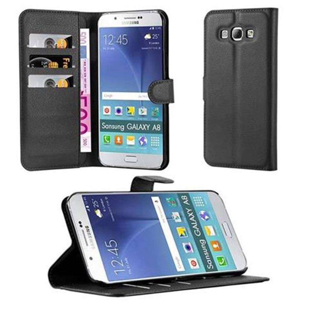 Cadorabo Hülle für Samsung Galaxy A8 2015 Schutz Hülle in Schwarz Handyhülle Etui Case Cover Magnetverschluss