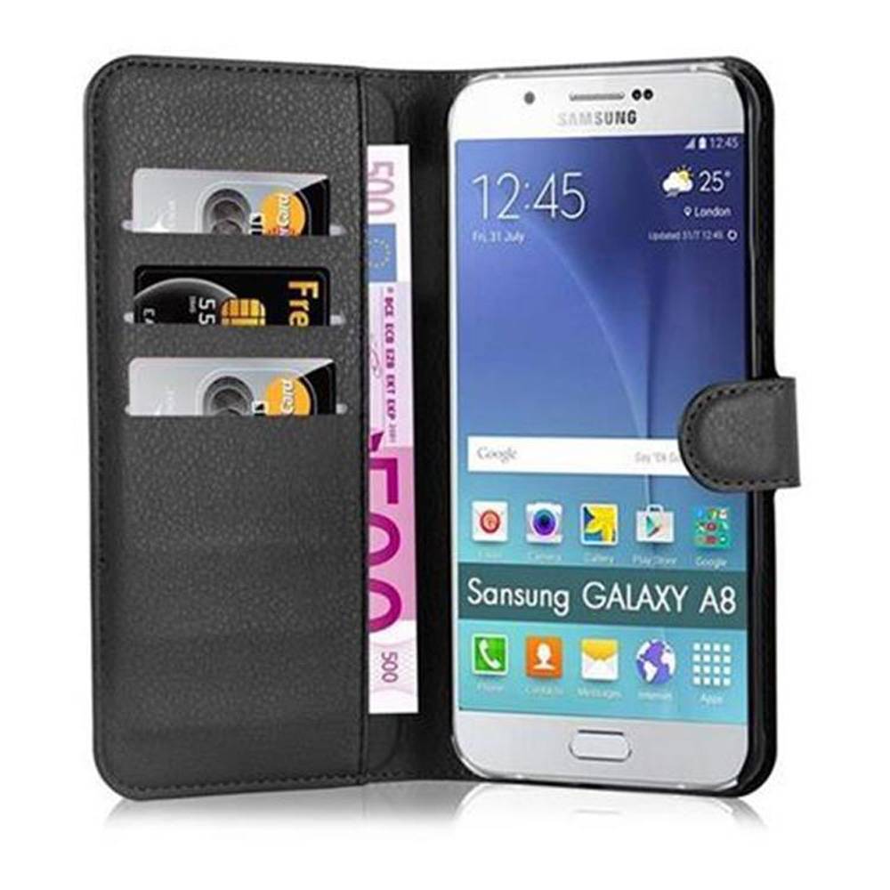Cadorabo Hülle für Samsung Galaxy A8 2015 Schutz Hülle in Schwarz Handyhülle Etui Case Cover Magnetverschluss
